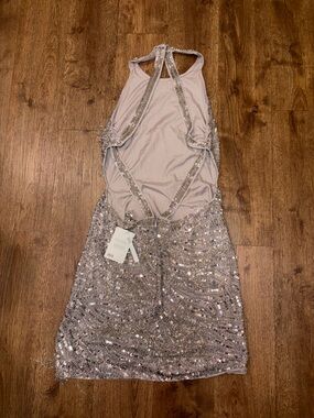 ASOS Beaded Halter Prom Dress in Champagne